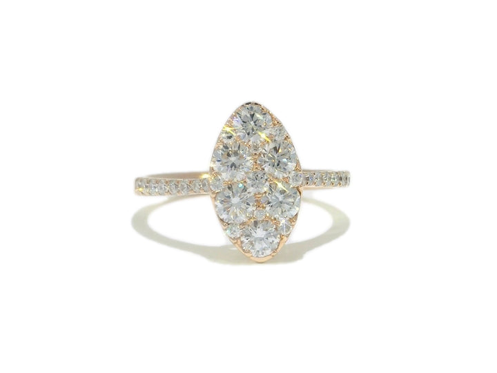1.29 CTW Marquise Shaped Natural Diamond Cluster Ring in 14KT Rose Gold