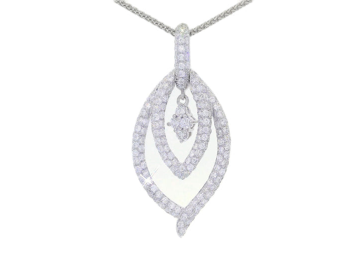 1.25 CTW Diamond Dangling Leaf Pendant Necklace in 18KT White Gold