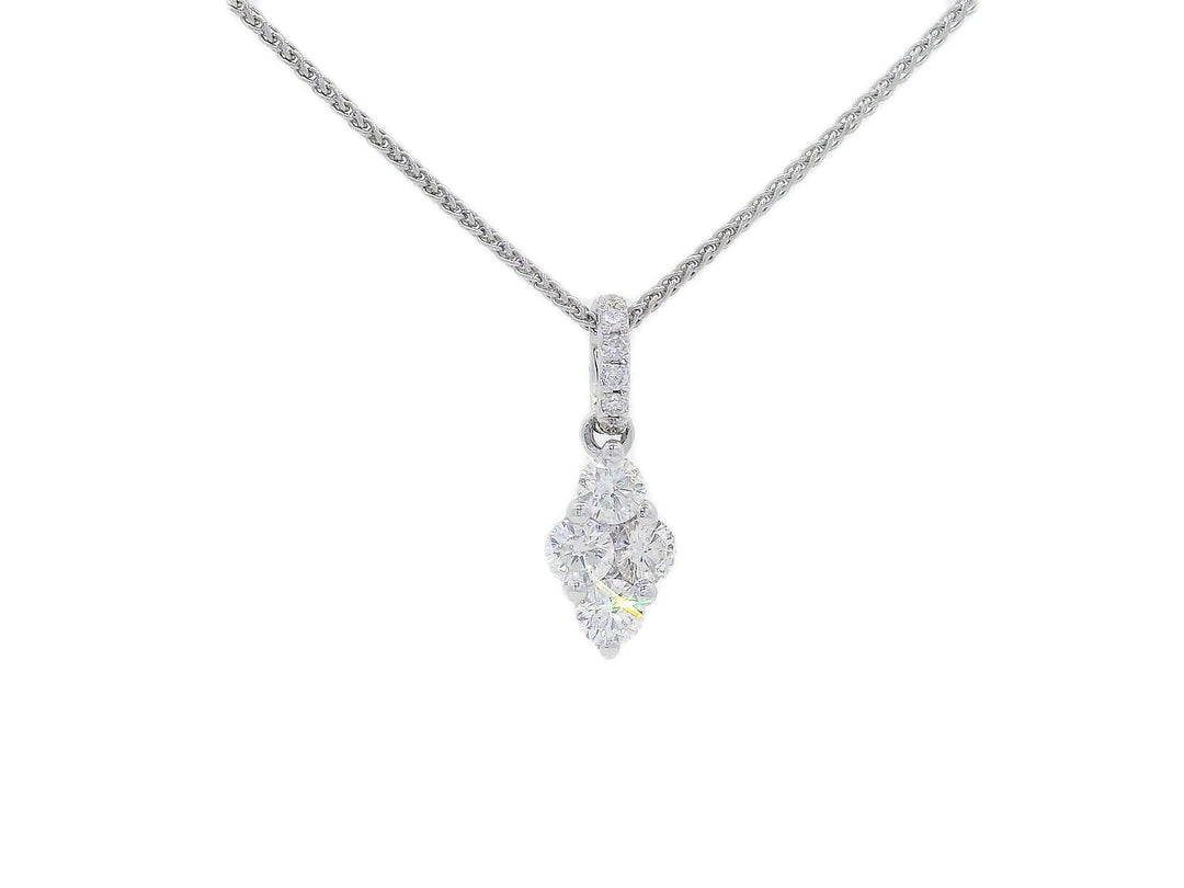 1.00 CTW Colorless & Nearly Flawless Natural Diamond Drop Pendant Necklace in 18kt White Gold