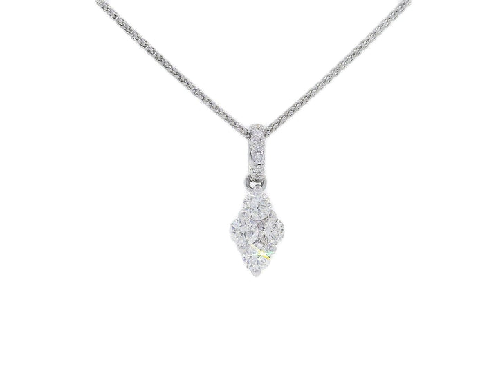 1.00 CTW Colorless & Nearly Flawless Natural Diamond Drop Pendant Necklace in 18kt White Gold