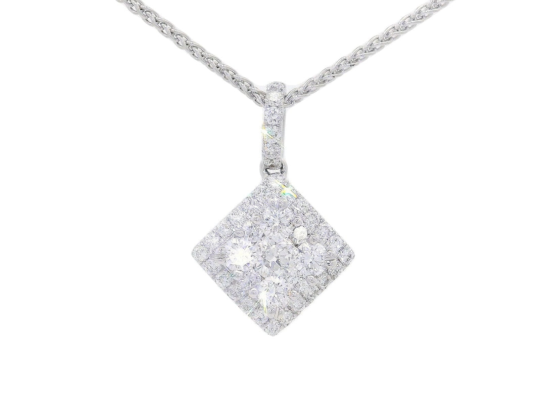 1.00 CTW Natural Colorless & Nearly Flawless Diamond Pendant Necklace in 18kt White Gold