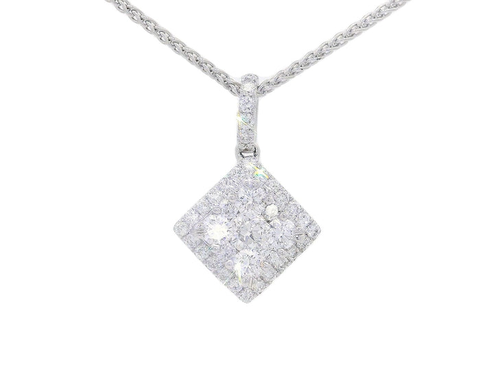 1.00 CTW Natural Colorless & Nearly Flawless Diamond Pendant Necklace in 18kt White Gold
