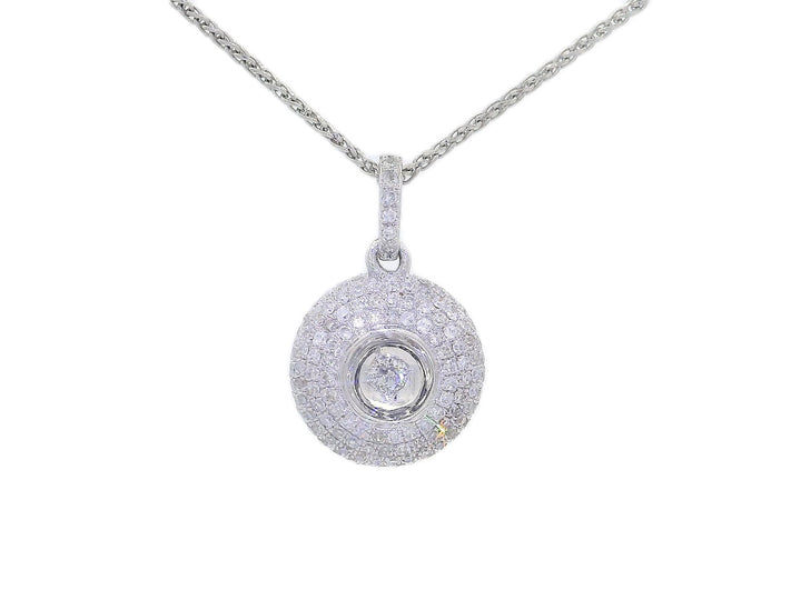 0.60 CTW Natural Round Brilliant Cut Diamond Pavé Pendant Necklace in 14kt White Gold