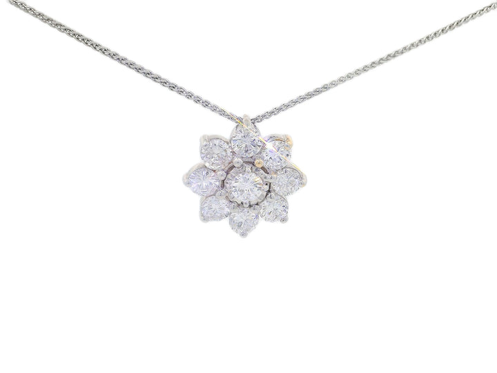 2.50 CTW Colorless Diamond Floral Pendant Necklace in 14KT White Gold