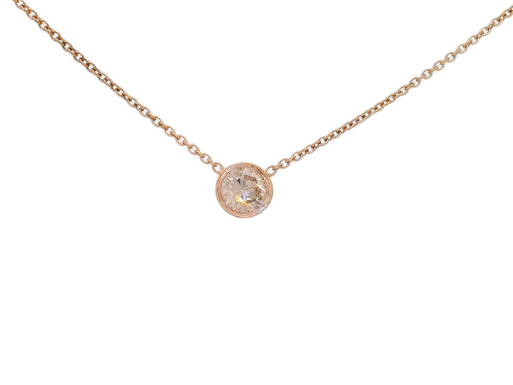 0.50 CTW Natural Diamond Bezel Set in a 14kt Rose Gold Pendant Necklace