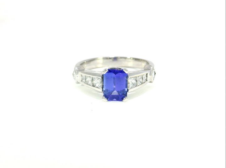 2.25 CTW AA Grade Natural Tanzanite Ring in 18KT White Gold