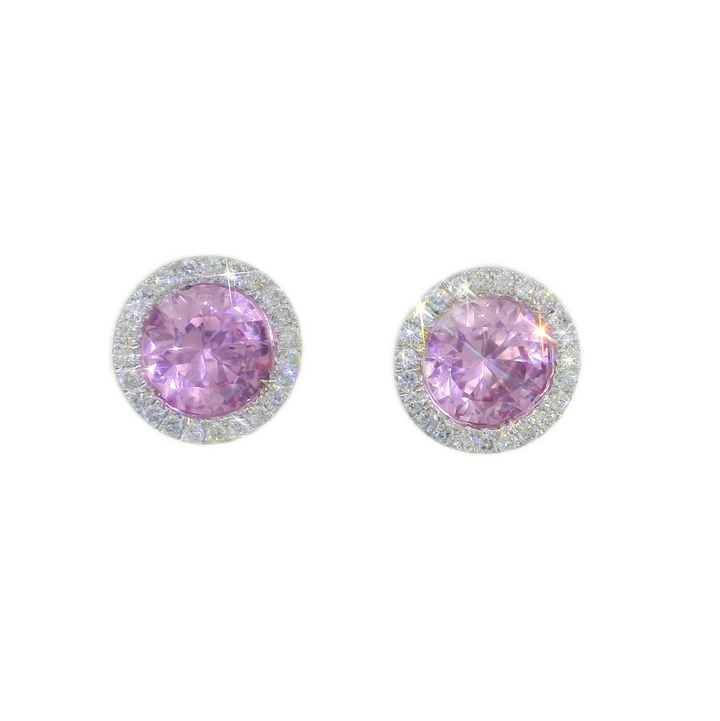0.45 CTW AAA Grade Natural Pink Tourmaline & Diamond Earrings in 18KT White Gold