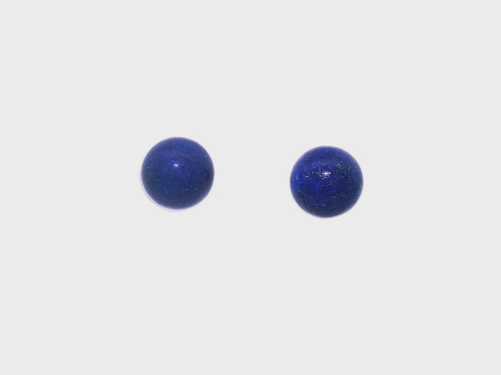 8mm Natural Blue Lapis Lazuli Earrings in 18KT Yellow Gold