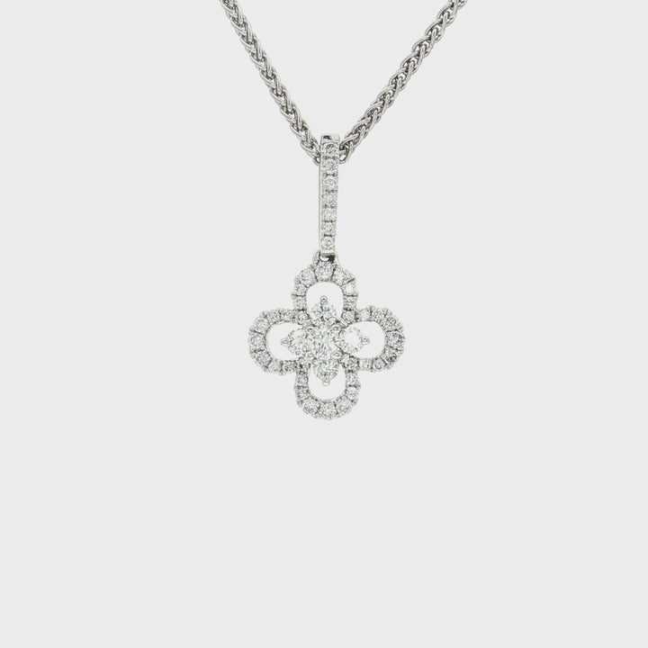 0.45 CTW Natural Colorless Nearly Flawless Diamond Floral Pendant Necklace in 18kt White Gold
