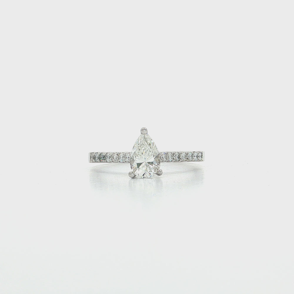 Certified Round Diamond Engagement Ring 18k White Gold