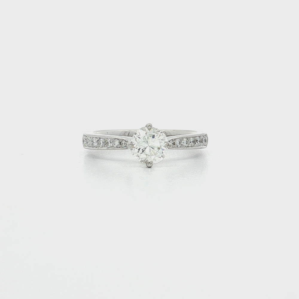 Certified Round Diamond Engagement Ring 18k White Gold