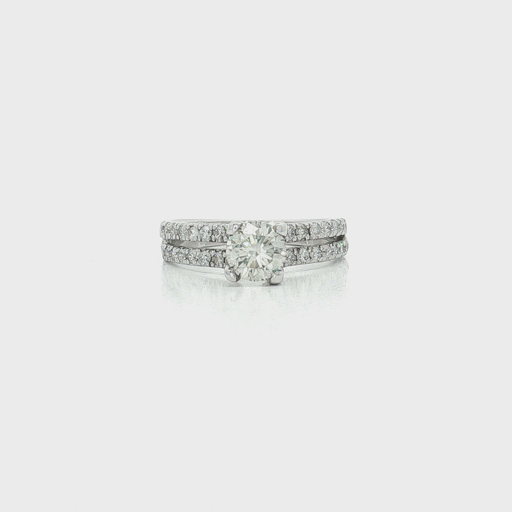 Diamond Split-Shank Engagement Ring 14k White Gold