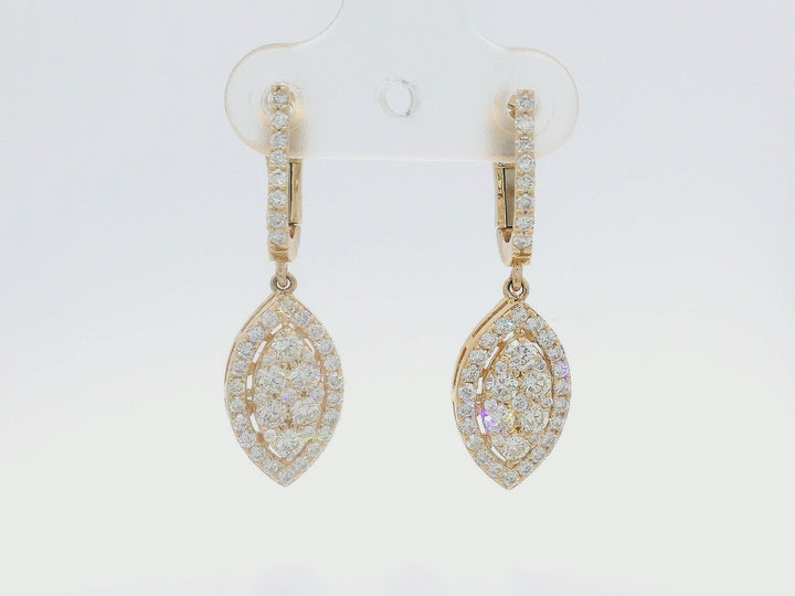 1.50 CTW Diamond Drop Earrings in 14KT Yellow Gold