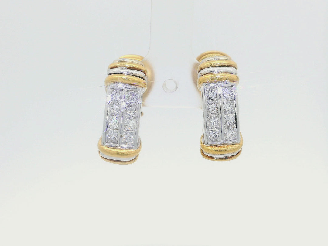 1.60 CTW Diamond-Studded Earrings in Platinum & 18KT Yellow Gold
