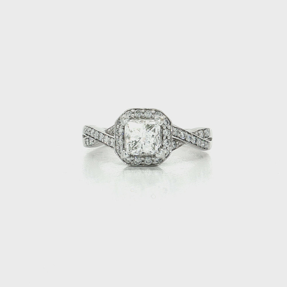 Princess Cut Halo Diamond Engagement Ring (1 ¾ ct) in 14k White Gold