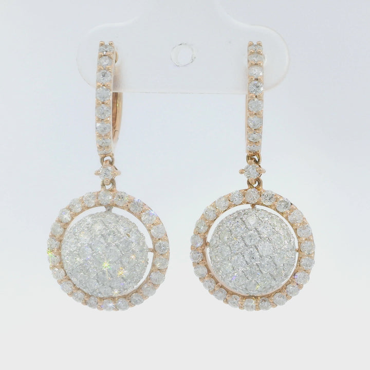 2.79 CTW Diamond Drop Earrings in 14KT Rose Gold