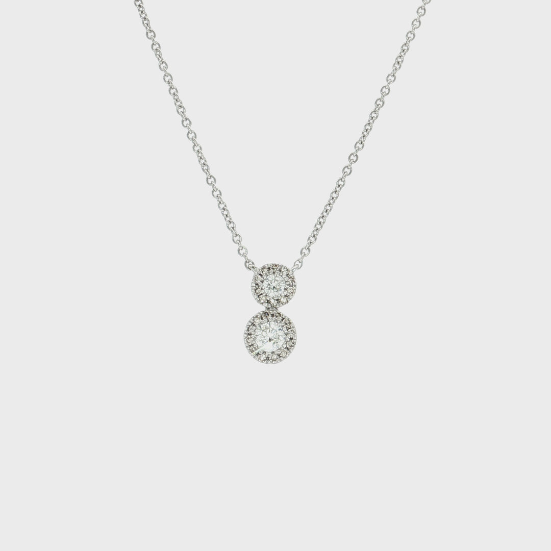 0.30 CTW Natural Diamond Double Halo Pendant Necklace in 14kt White Gold