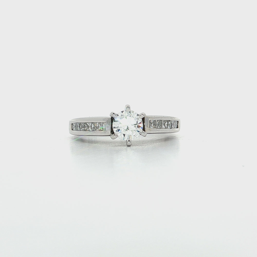 Certified Round Diamond Engagement Ring 14k White Gold