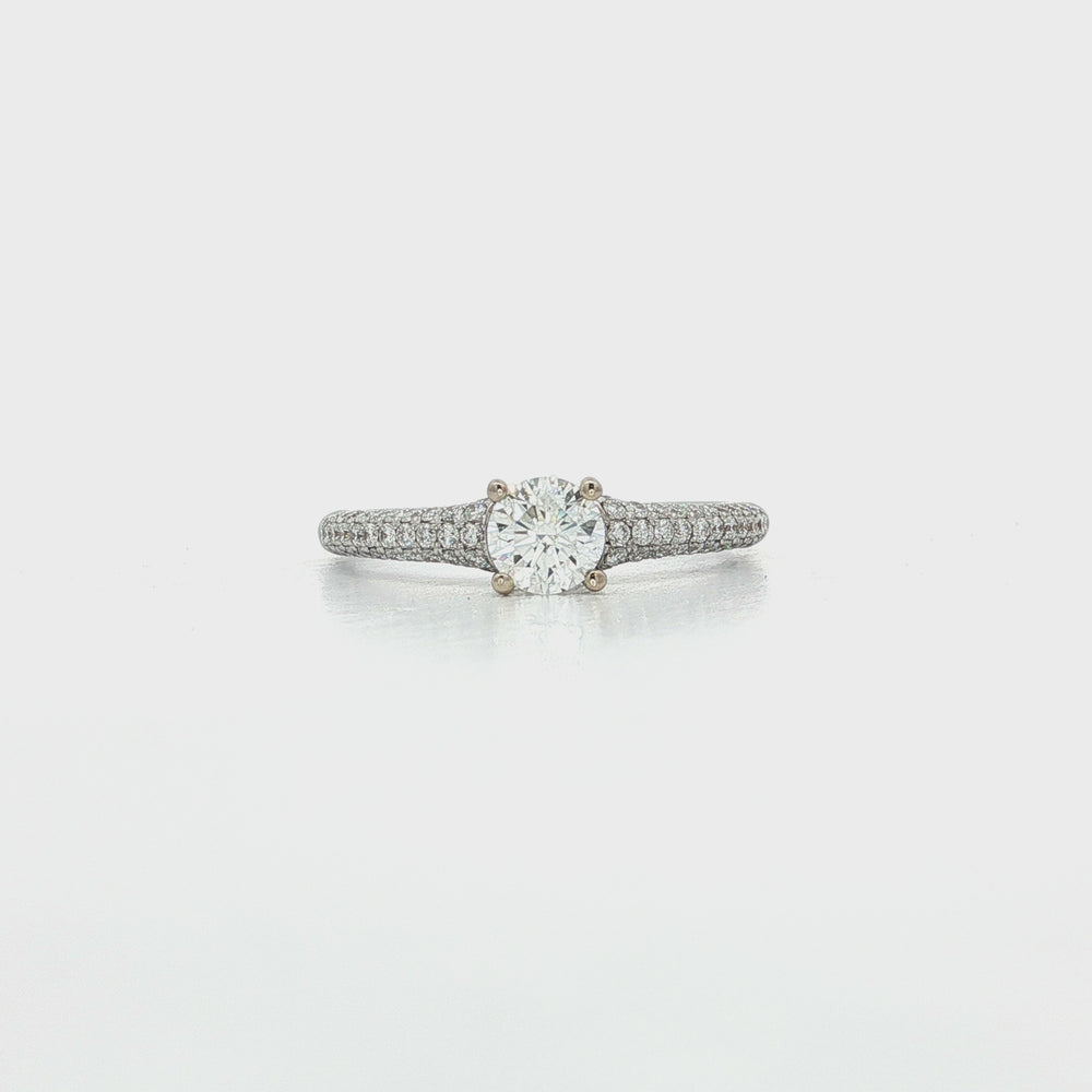 Certified Round Diamond Engagement Ring 18k White Gold