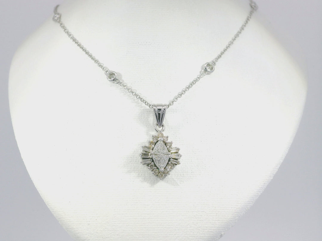 1.60 CTW Diamond Pendant Necklace in 18KT White Gold
