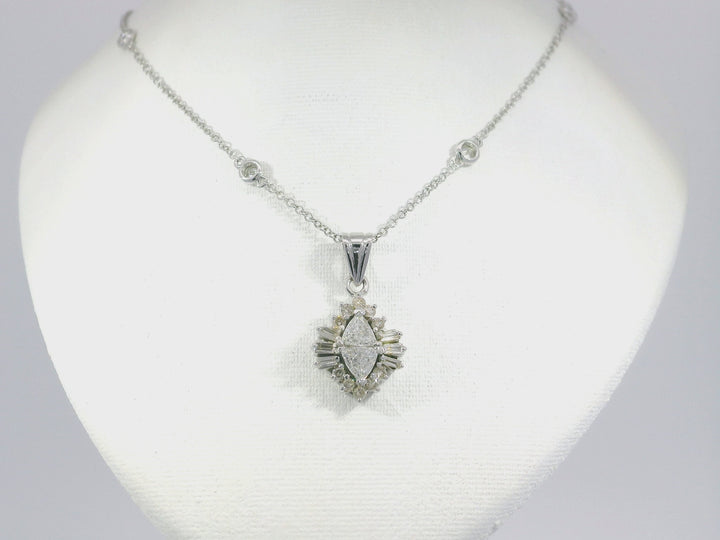 1.60 CTW Diamond Pendant Necklace in 18KT White Gold