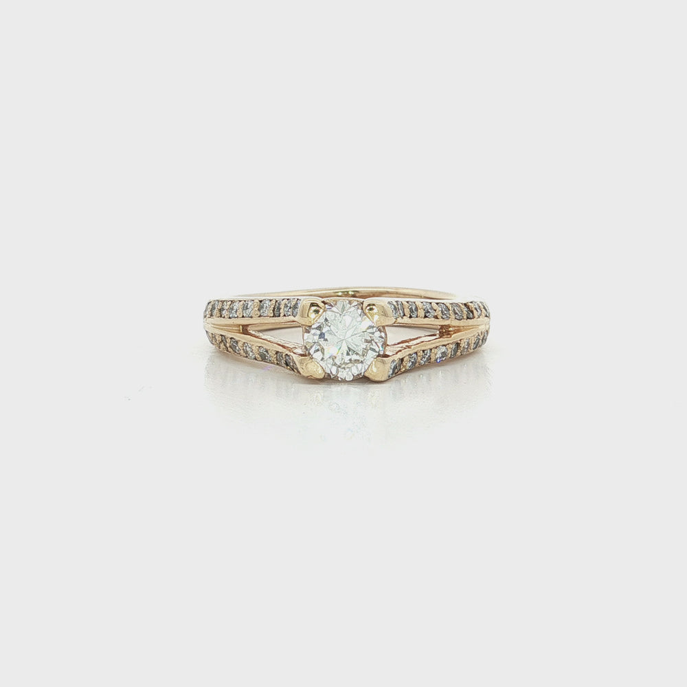 Round Diamond Engagement Ring 14k Yellow Gold