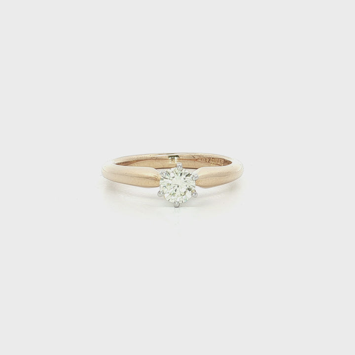 0.40 CT Natural Round Brilliant Cut Solitaire Engagement Ring in 14kt Yellow Gold