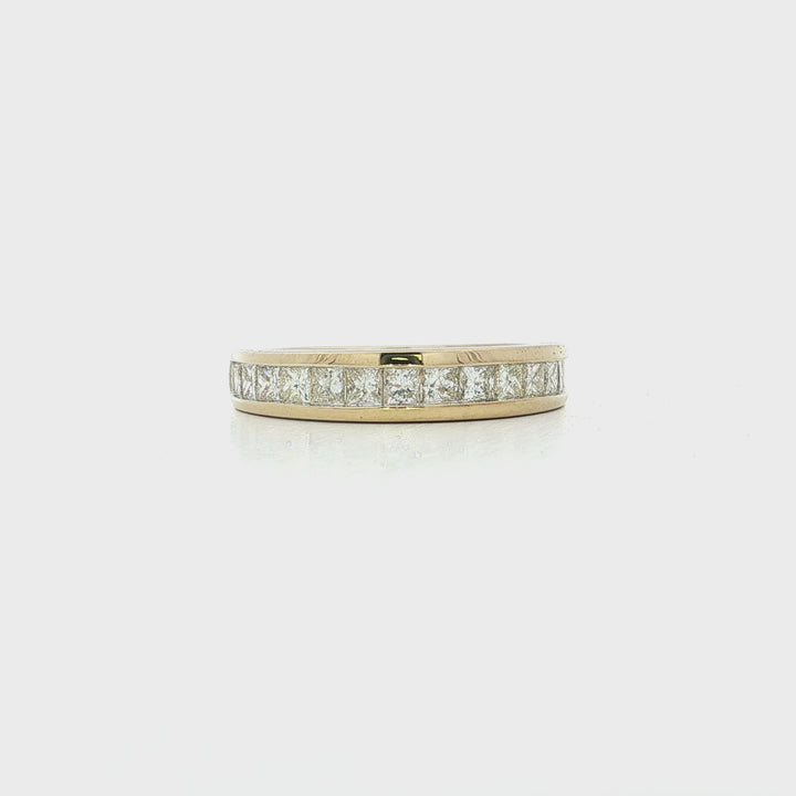 1.05 CTW Princess Cut Natural Diamond Channel-Set Wedding Band in 14kt Yellow Gold