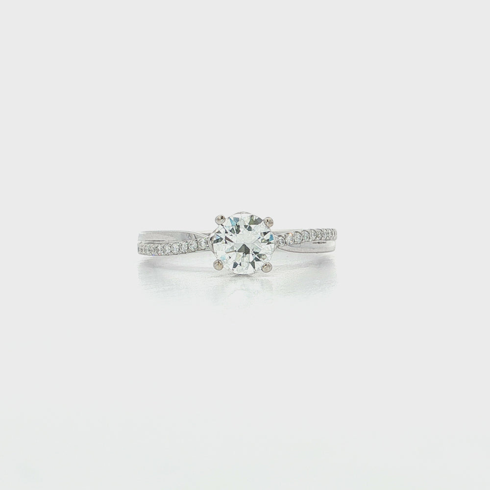 Colorless Diamond Engagement Ring 18k White Gold