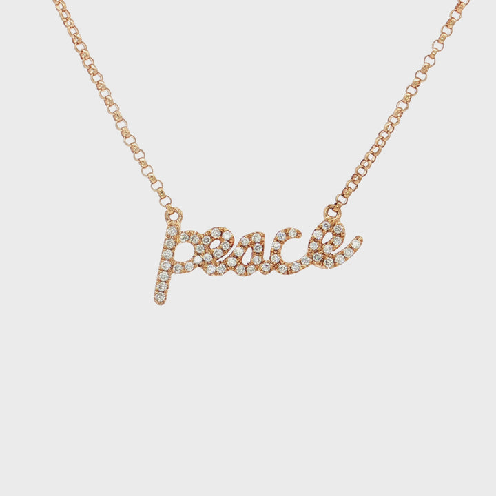 0.25 CTW Natural Colorless Nearly Flawless Diamond "peace" Necklace in 18kt Rose Gold