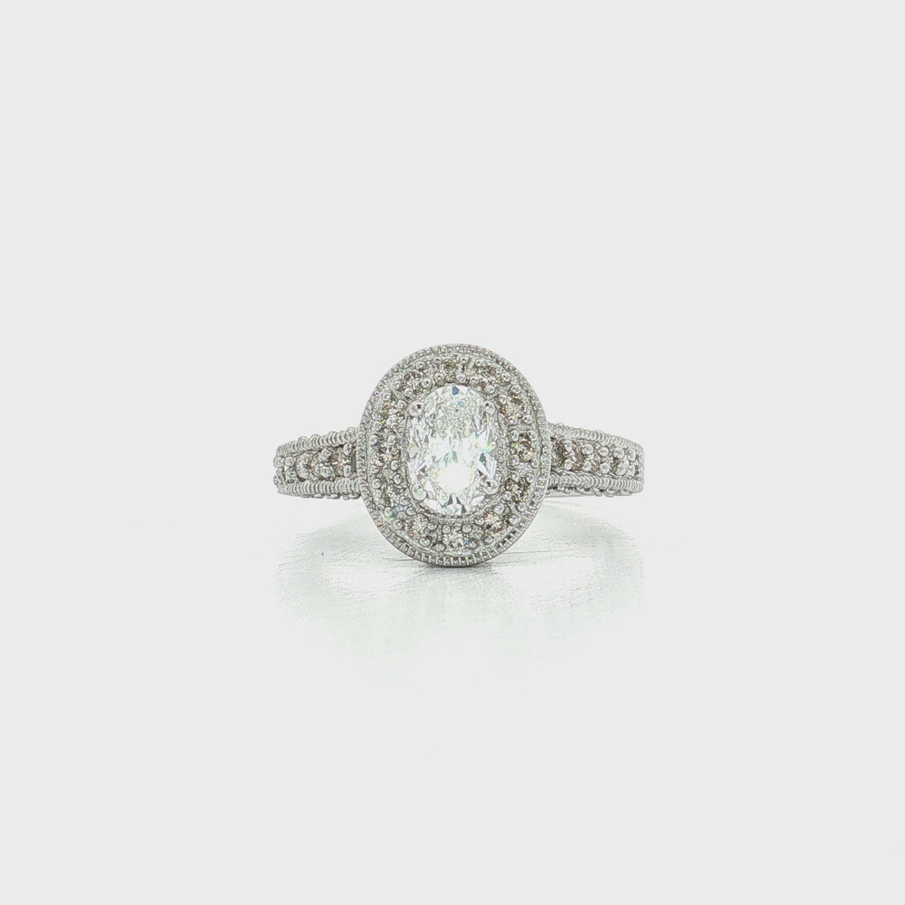 Oval Halo Colorless Diamond Engagement Ring (1 ¾ ct.) 14k White Gold