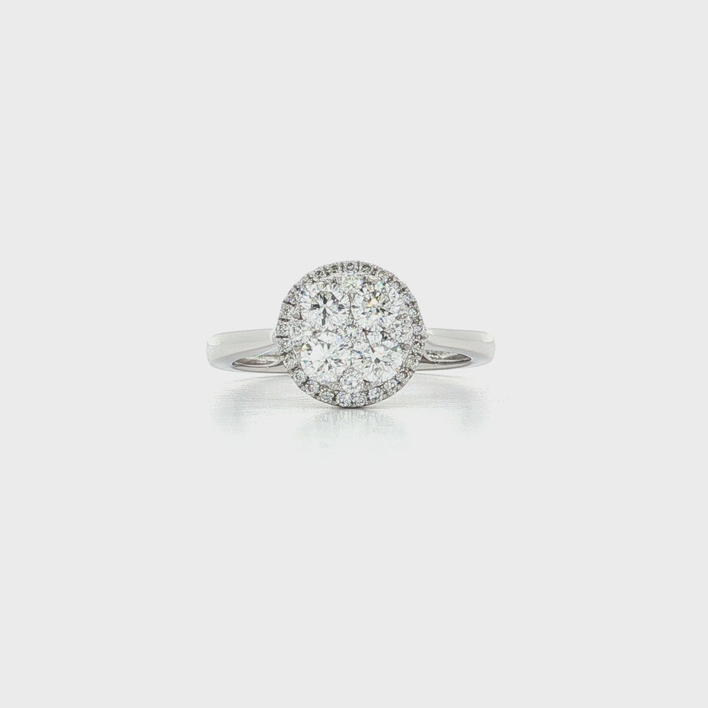 Round Diamond Halo Ring 18k White Gold