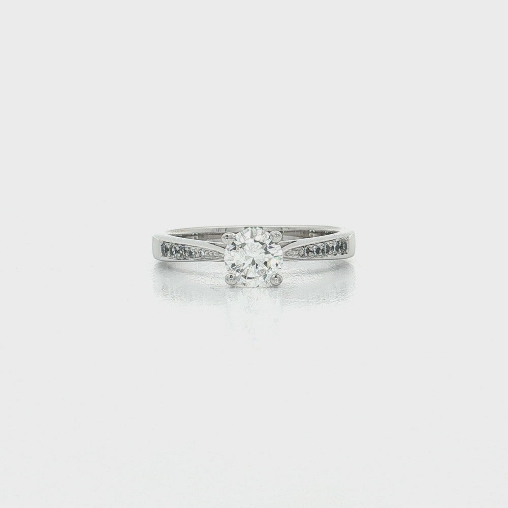 Colorless Diamond Engagement Ring 18k White Gold