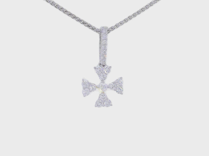 0.45 CTW Diamond Maltese Cross Pendant Necklace in 18KT White Gold