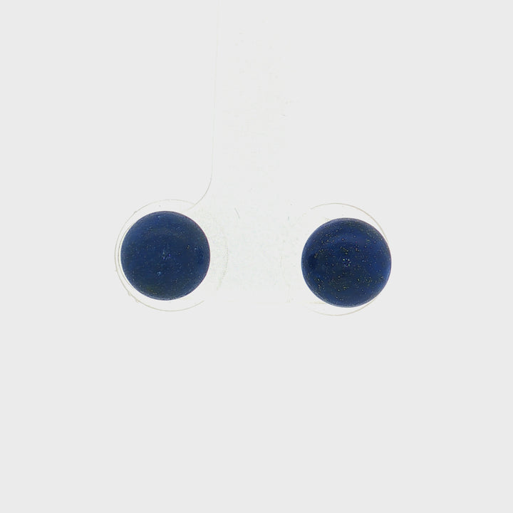 8mm Natural Blue Lapis Lazuli Stud Earrings in 18kt Yellow Gold