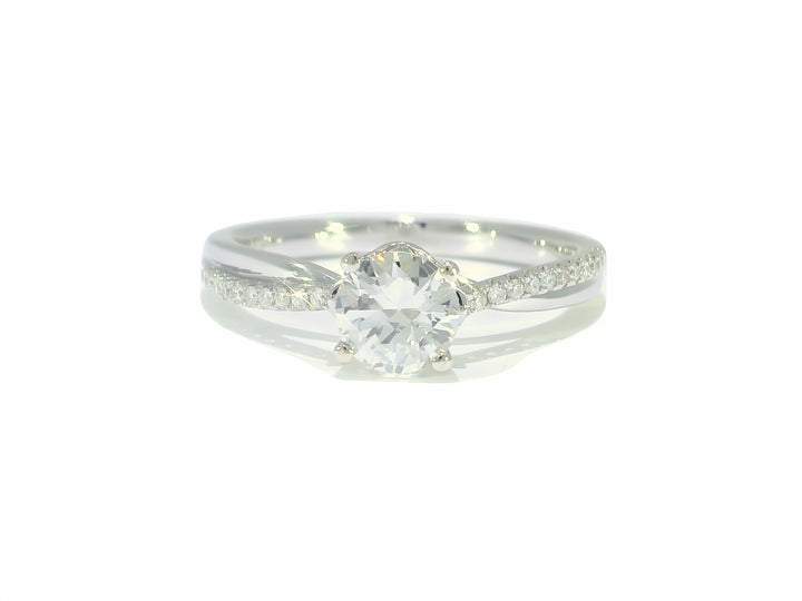 0.74 CTW Colorless Round Brilliant Diamond Engagement Ring in 18KT White Gold