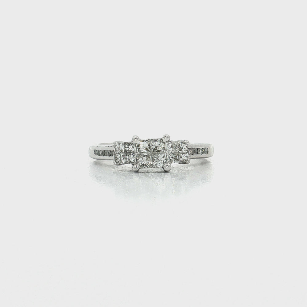 Past Present Future Diamond Ring 14k White Gold