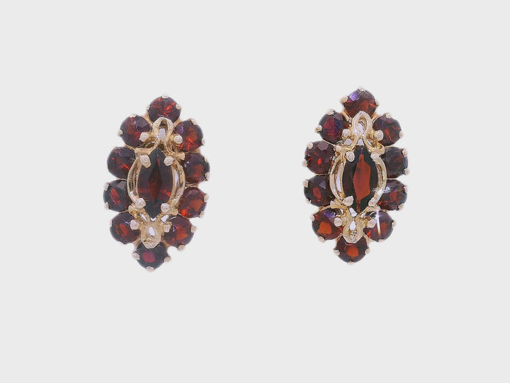 1.50 CTW AAA Grade Natural Garnet Earrings in 14KT Yellow Gold