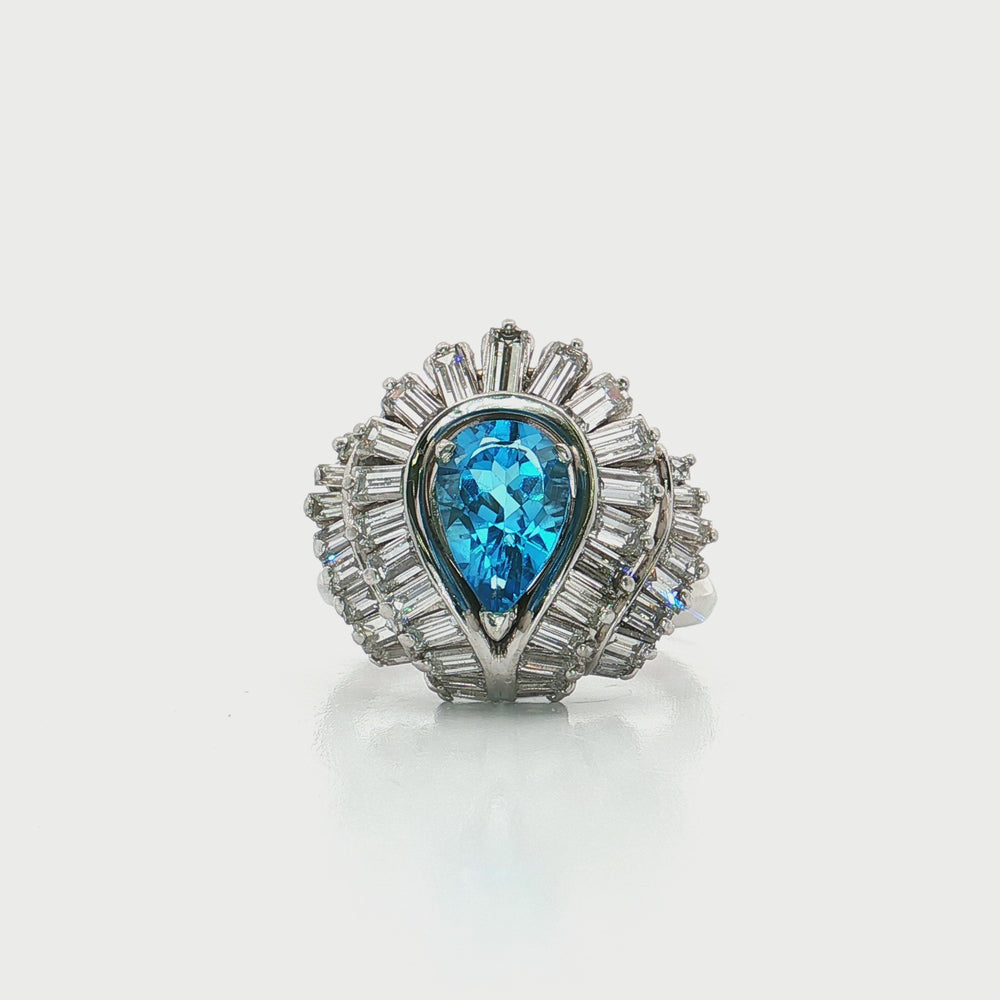 London Blue Topaz & Diamond Ring Platinum