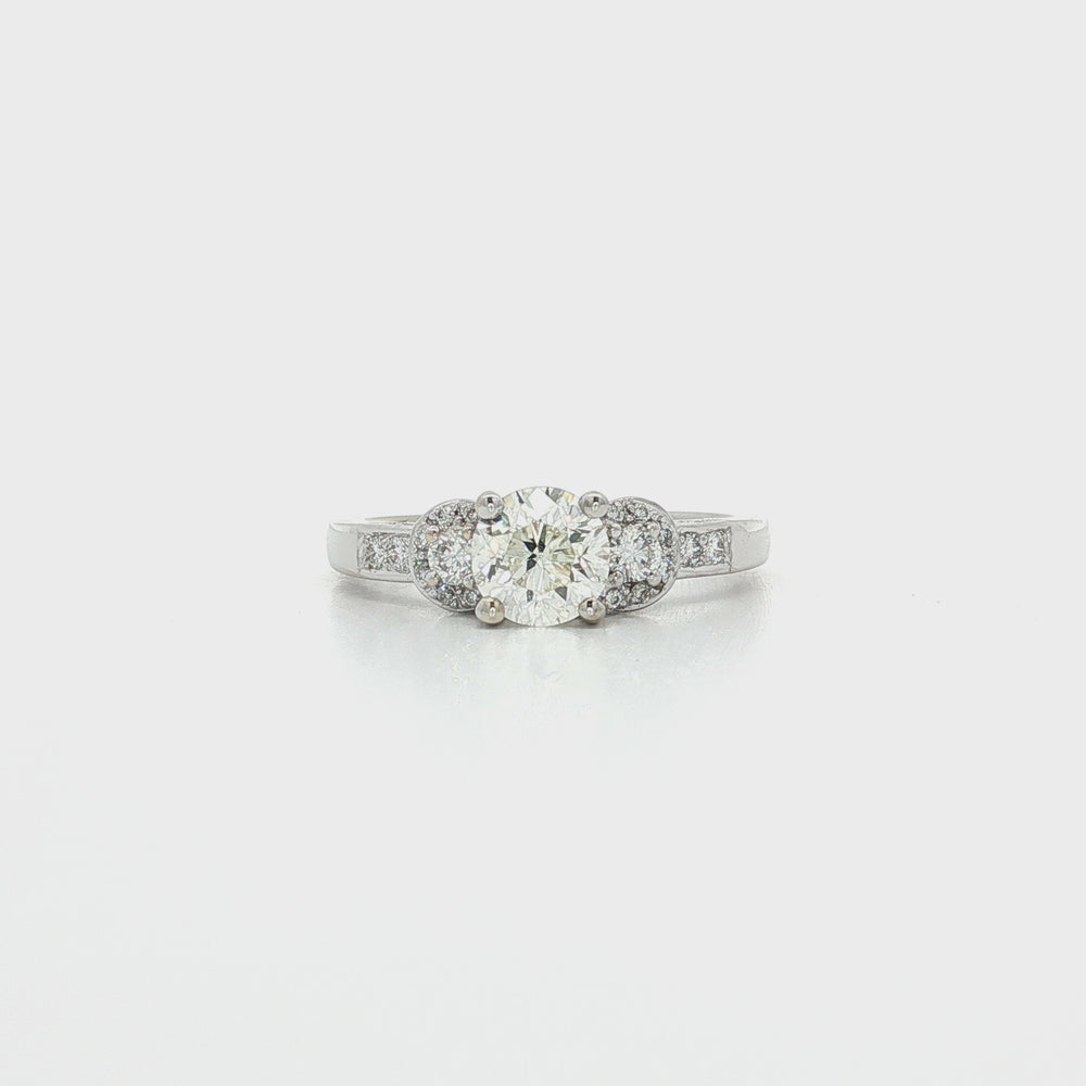 Certified Round Diamond Engagement Ring 18k White Gold