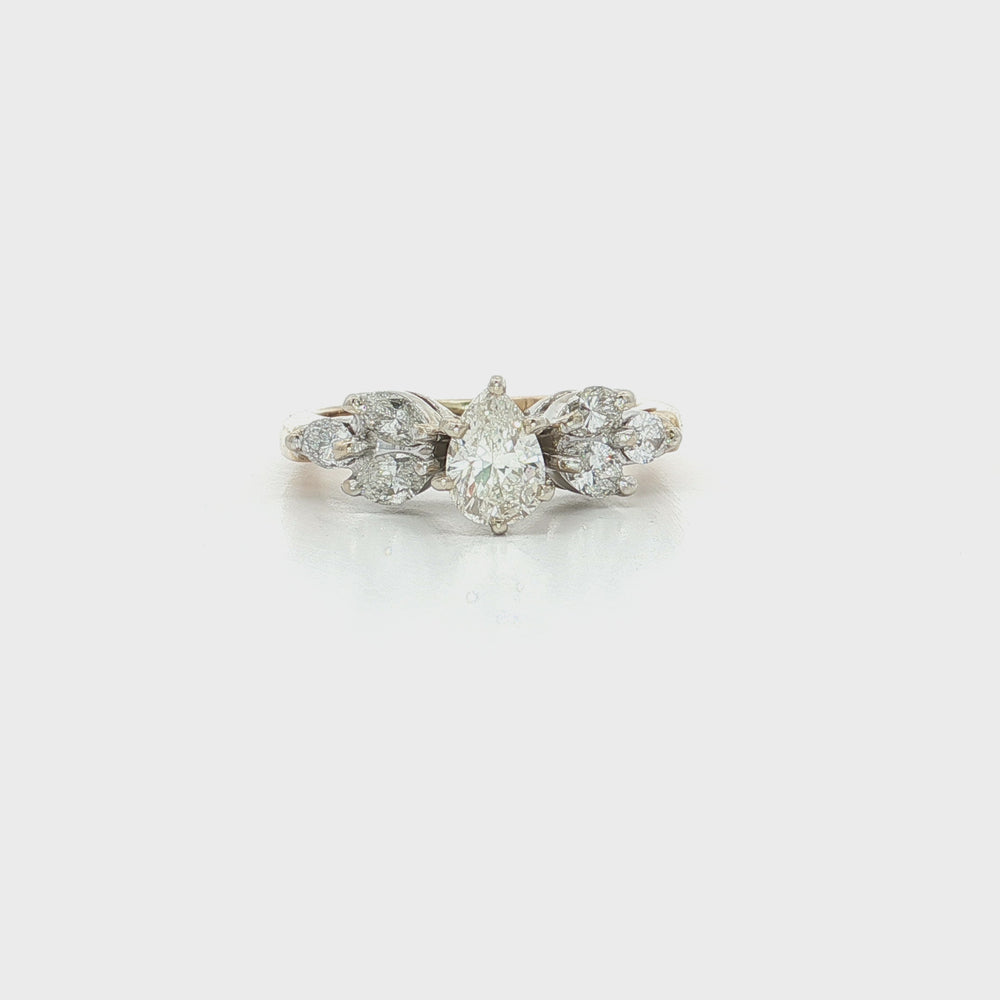 Pear & Marquise Near-Colorless Diamond Ring 14k Yellow Gold