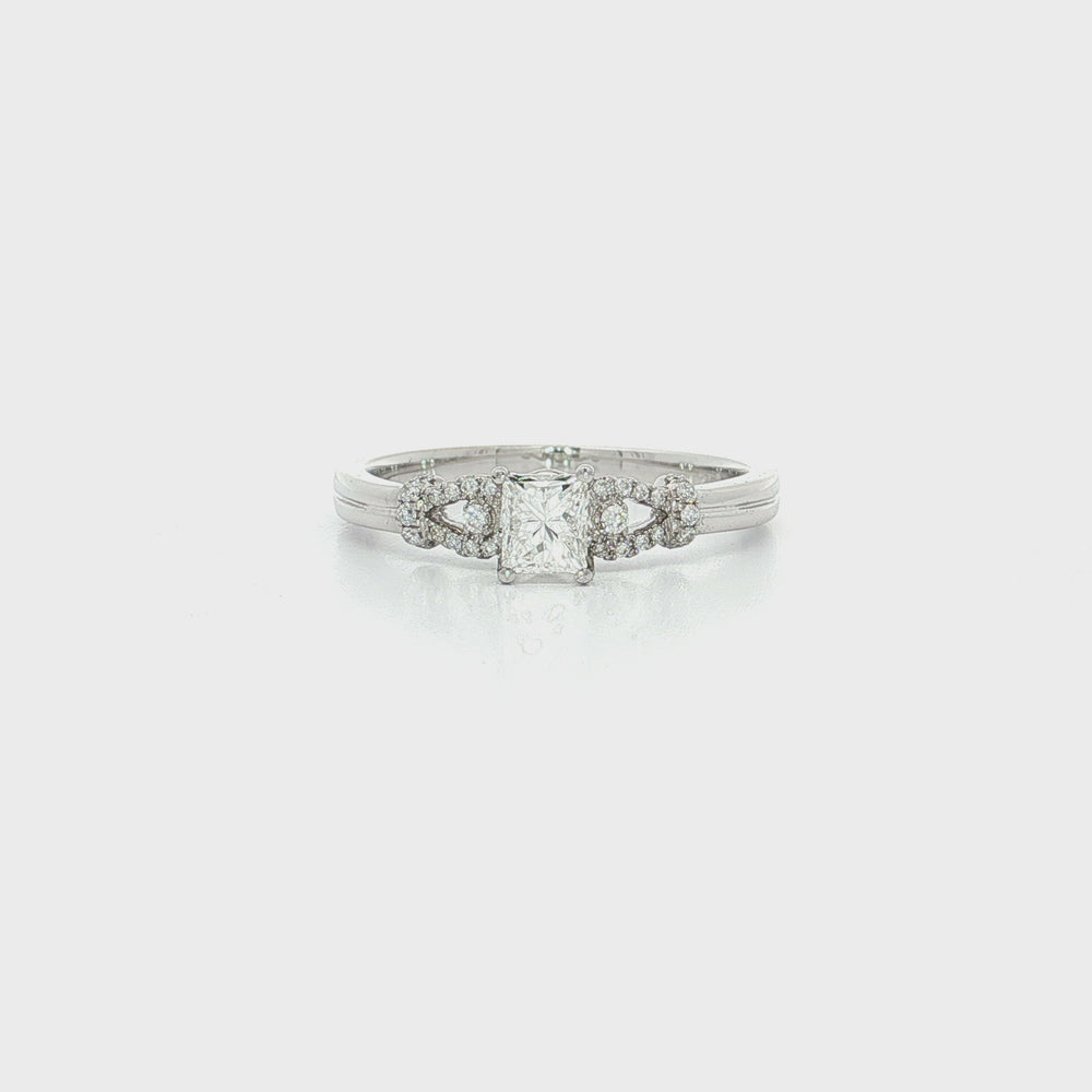 Round Diamond Knot Engagement Ring 18k White Gold