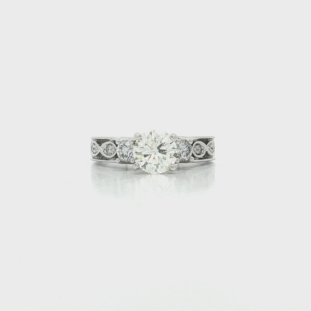 GIA Certified Round Diamond Engagement Ring 14k White Gold