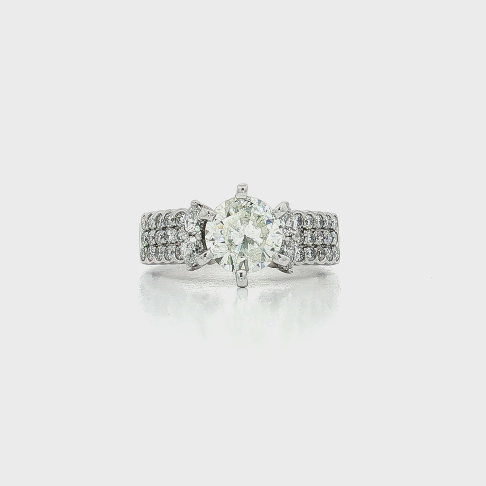 Diamond Sunburst Engagement Ring 18k White Gold