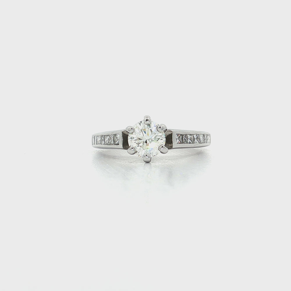 GIA Certified Round Diamond Engagement Ring 18k White Gold